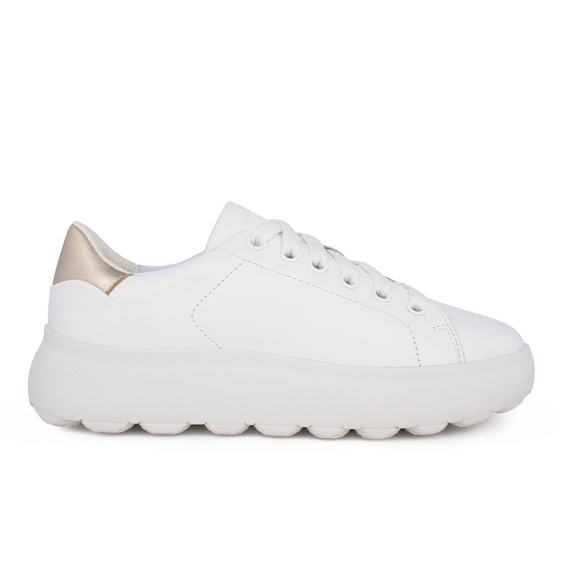 GEOX ΓΥΝΑΙΚΕΙΑ ΔΕΡΜΑΤΙΝΑ SNEAKERS SPHERICA EC4.1 B WHITE/GOLD