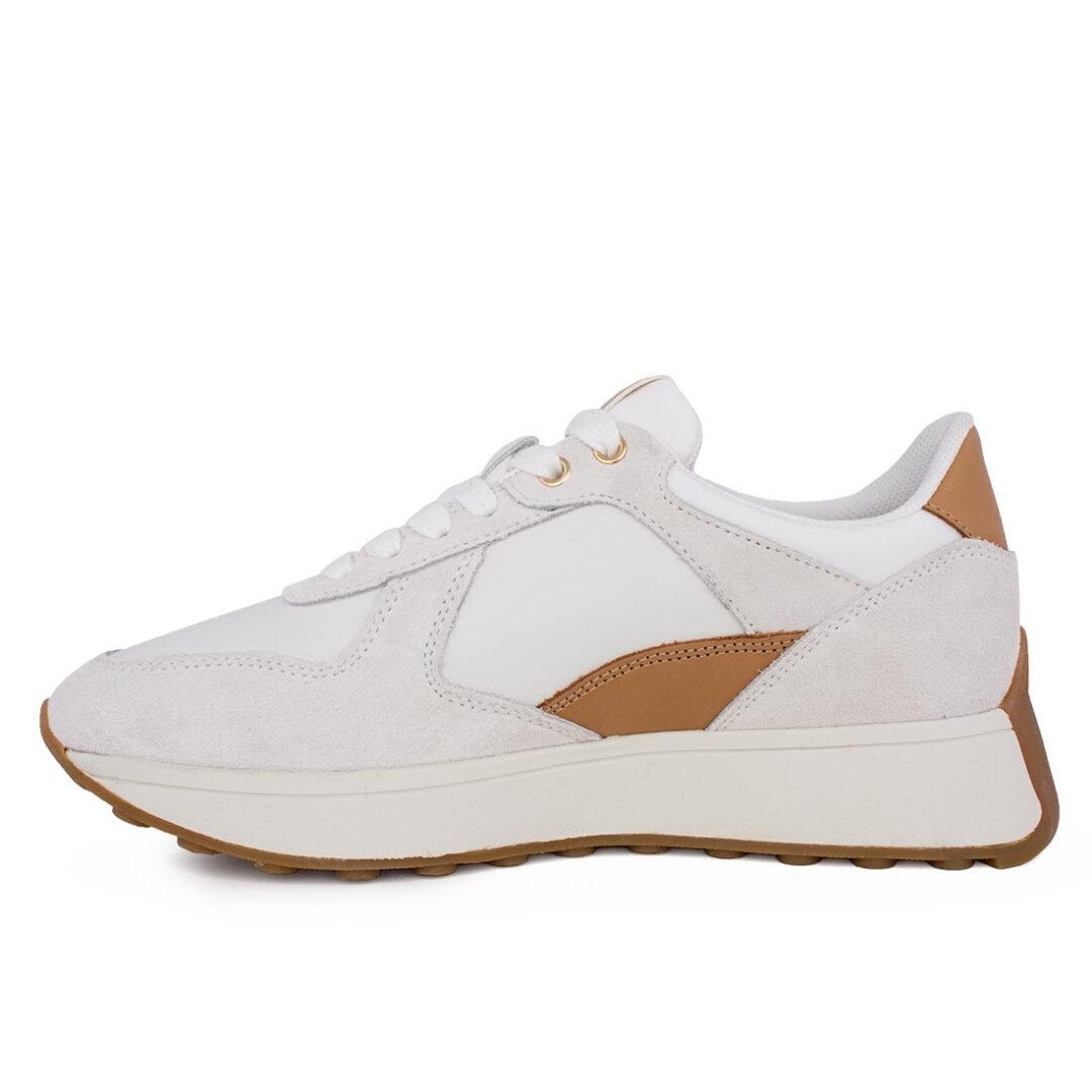 GEOX ΓΥΝΑΙΚΕΙΑ ΔΕΡΜΑΤΙΝΑ SNEAKERS AMABEL A OFF WHITE/SKIN - Image 3