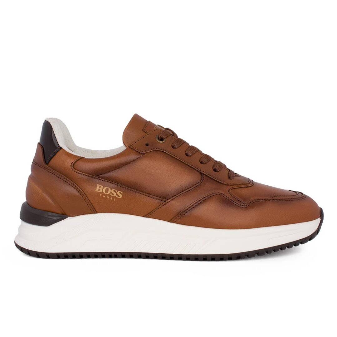 BOSS SHOES ΑΝΔΡΙΚΑ ΔΕΡΜΑΤΙΝΑ SNEAKERS Z640 COGNAC BURN