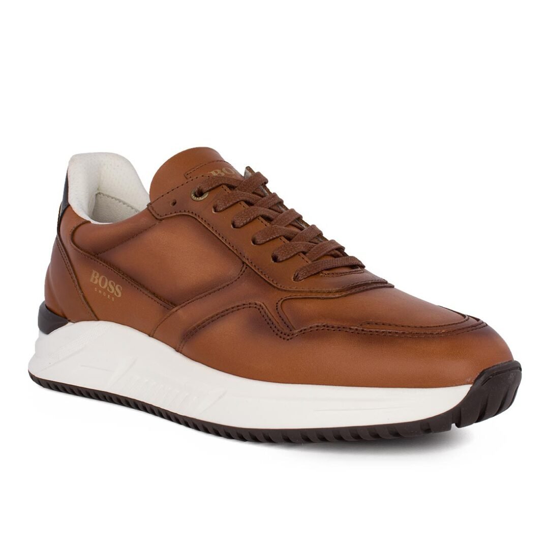 BOSS SHOES ΑΝΔΡΙΚΑ ΔΕΡΜΑΤΙΝΑ SNEAKERS Z640 COGNAC BURN - Image 2