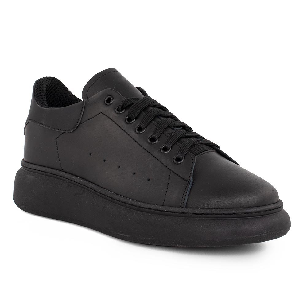 PERLAMODA ΑΝΔΡΙΚΑ ΔΕΡΜΑΤΙΝΑ SNEAKERS REY1K ΜΑΥΡΑ ΜΕ ΜΑΥΡΗ ΣΟΛΑ - Image 2